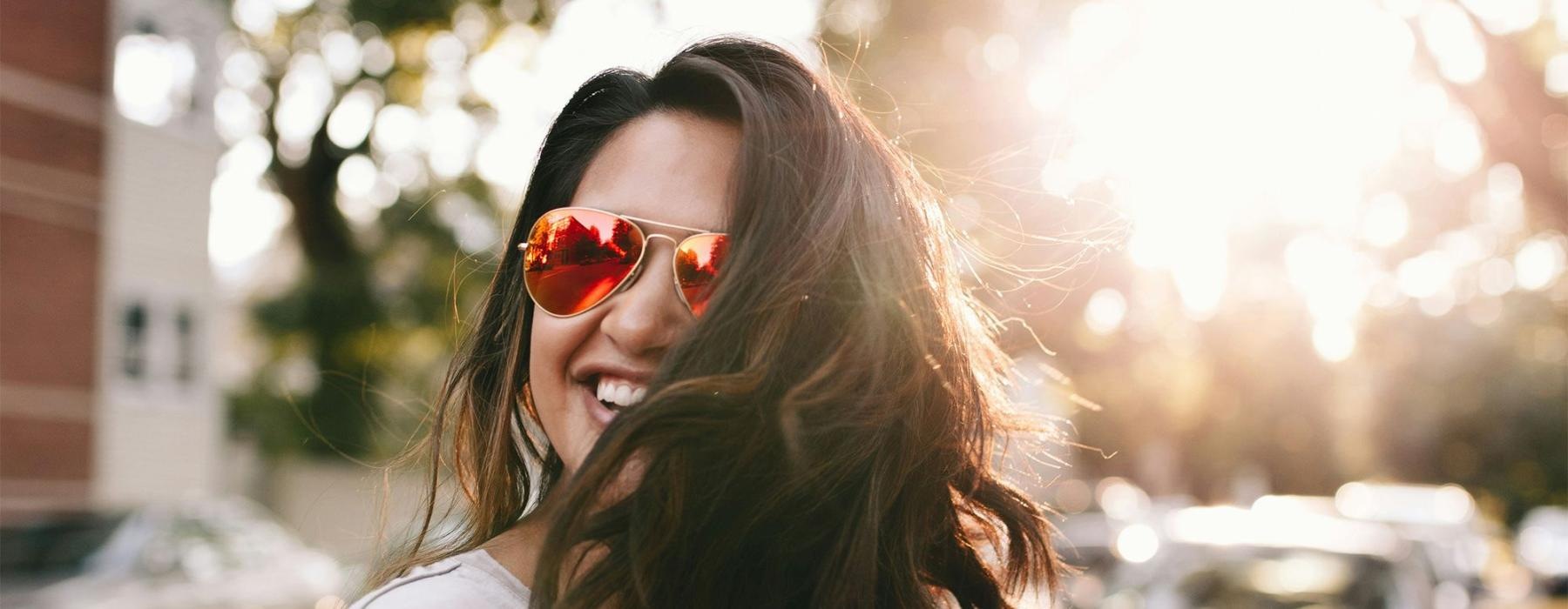 a woman wearing sunglasses